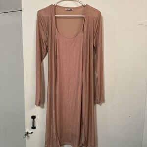 Pink dress and cardigan set